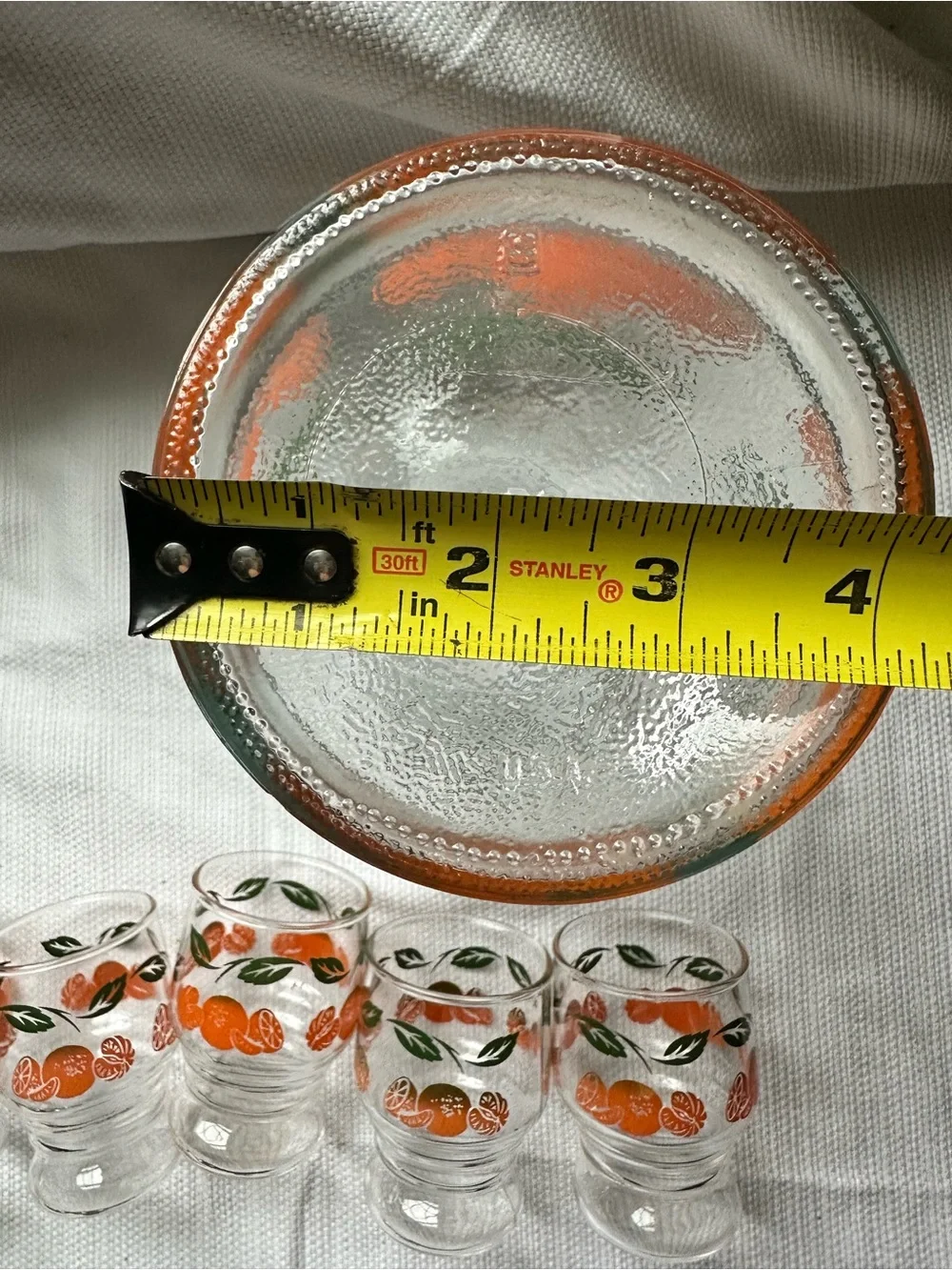 VTG Anchor Hocking Orange Juice Carafe Pitcher W 5 Juice Glasses Retro 70s EUC